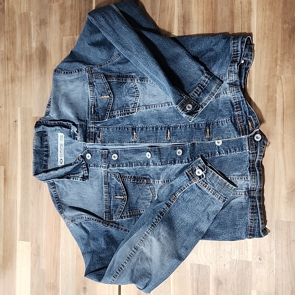 X cape denim jacket
